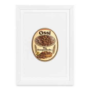 Ossi Knusperflocken Label - Gerahmtes Poster (27 × 37 cm) - Weiß - Vorne