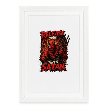 Release Your Inner Satan | Dark Demon Graphic - Framed poster (27 × 37 cm) - white - Front