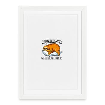 Sloth on pillow Fat takes nap - Framed poster (27 × 37 cm) - white - Front