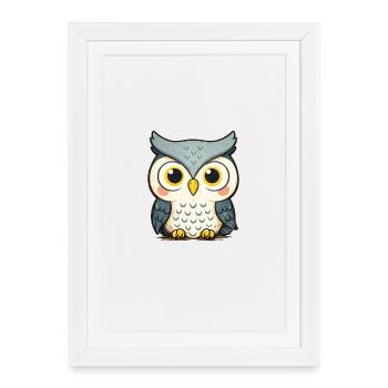 Cuddly owl illustration - Framed poster (27 × 37 cm) - white - Front