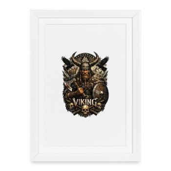 Viking Warrior with Skulls - Framed poster (27 × 37 cm) - white - Front