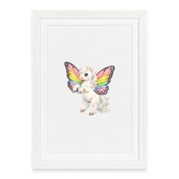Licorne aux ailes arc-en-ciel - Affiche encadrée (27 × 37 cm) - blanc - Devant