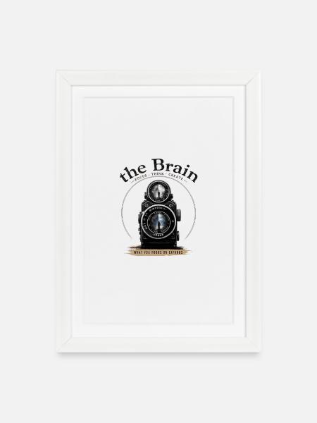 Vintage Kamera Fokus-Motiv - Gerahmtes Poster (27 × 37 cm) - Weiß