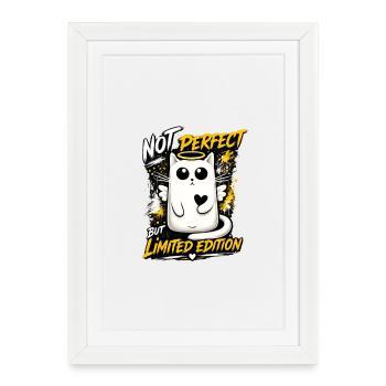 Not Perfect – Édition Limitée Chat - Affiche encadrée (27 × 37 cm) - blanc - Devant