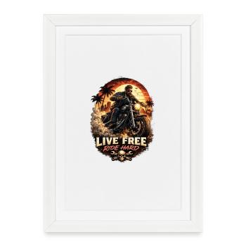 Cycliste dur en direct Free Ride - Affiche encadrée (27 × 37 cm) - blanc - Devant