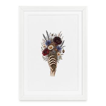 Skeletal Hand with Wildflower Bouquet - Framed poster (27 × 37 cm) - white - Front
