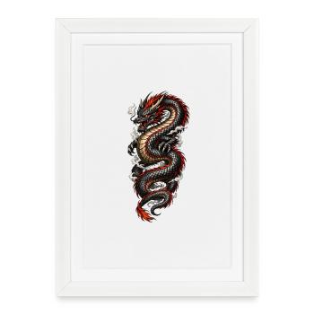 Red and Black dragon - Framed poster (27 × 37 cm) - white - Front