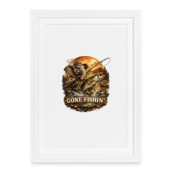Gone Fishin: Elephant Fishing - Framed poster (27 × 37 cm) - white - Front
