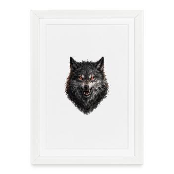 Red Gaze Wolfkopf - Framed poster (27 × 37 cm) - white - Front