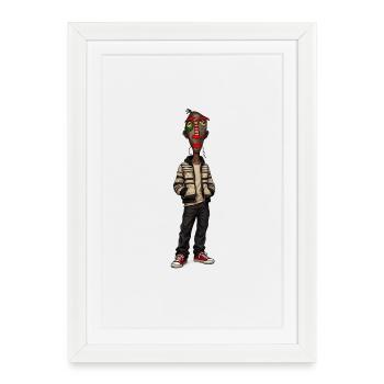 Mask portrait in street style - Framed poster (27 × 37 cm) - white - Front