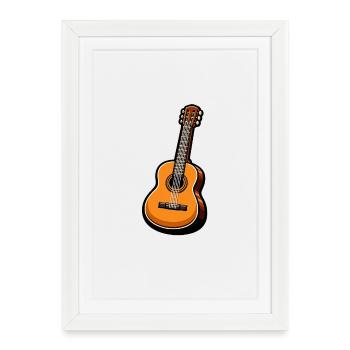 Orange Classical Guitar on Black - Framed poster (27 × 37 cm) - white - Front