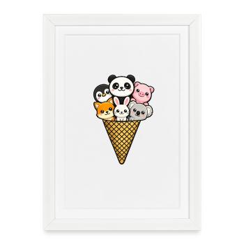 Glace (pas vegan) - Affiche encadrée (27 × 37 cm) - blanc - Devant