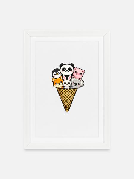 Glace (pas vegan) - Affiche encadrée (27 × 37 cm) - blanc