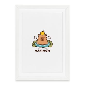 Chill Level Maximum Onsen Capybara Kawaii - Framed poster (27 × 37 cm) - white - Front