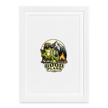 Good plan at the campfire frog - Framed poster (27 × 37 cm) - white - Front