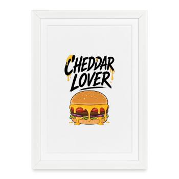 Amoureux du Cheddar Burger Illustration - Affiche encadrée (27 × 37 cm) - blanc - Devant