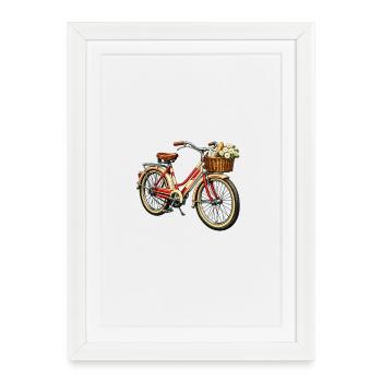 Vintage Bicycle with Flower Basket - Framed poster (27 × 37 cm) - white - Front