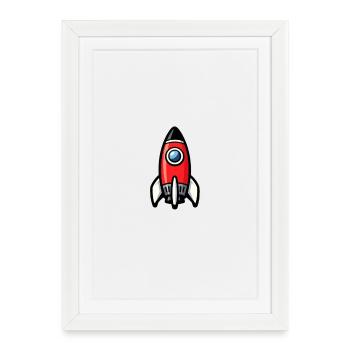 Comic Rocket Rétro - Affiche encadrée (27 × 37 cm) - blanc - Devant