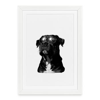 City view dog with sunglasses - Framed poster (27 × 37 cm) - white - Front
