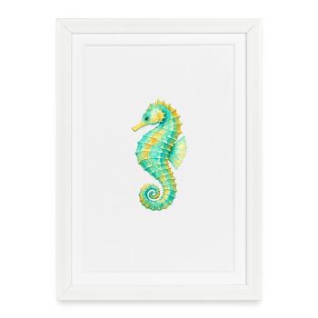 Watercolor Seahorse - Framed poster (27 × 37 cm) - white - Front