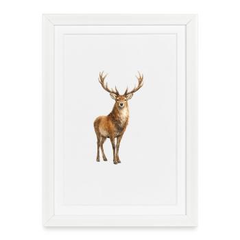 Forest Deer Watercolor Painting - Framed poster (27 × 37 cm) - white - Front