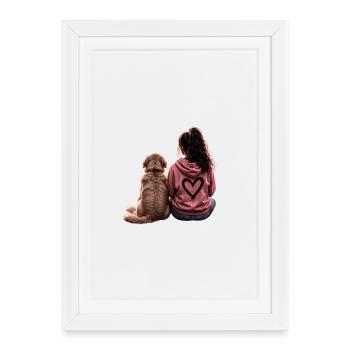 Fille avec Goldie - Affiche encadrée (27 × 37 cm) - blanc - Devant