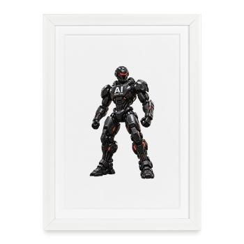 AI-Modified Mech Warrior - Framed poster (27 × 37 cm) - white - Front