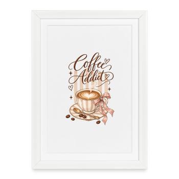 Coquette Coffee Addict - Framed poster (27 × 37 cm) - white - Front