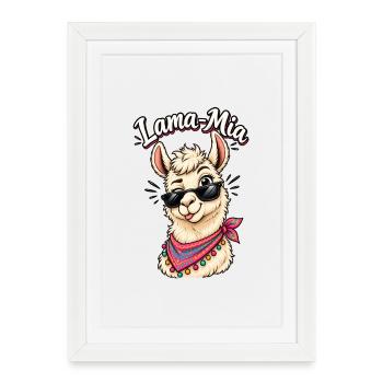 Lama Mia  - Gerahmtes Poster (27 × 37 cm) - Weiß - Vorne