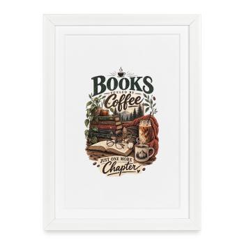 Books and Coffee - Framed poster (27 × 37 cm) - white - Front