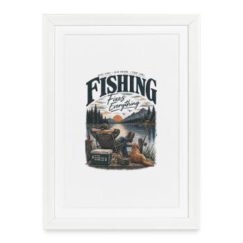 Pêche - Affiche encadrée (27 × 37 cm) - blanc - Devant