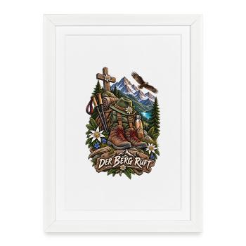 Der Berg ruft: Alpenexpedition - Gerahmtes Poster (27 × 37 cm) - Weiß - Vorne