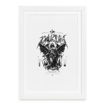 Statue de l’Ange Noir de DAKUM avec des chaînes - Affiche encadrée (27 × 37 cm) - blanc - Devant