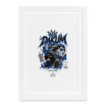 DAKUM Mystère d’Art de rue Bleu - Affiche encadrée (27 × 37 cm) - blanc - Devant