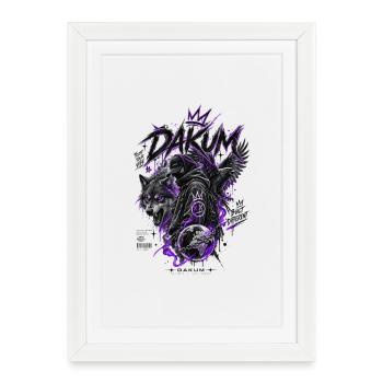 DAKUM Loup Démoniaque à la Lumière de la Nuit - Affiche encadrée (27 × 37 cm) - blanc - Devant