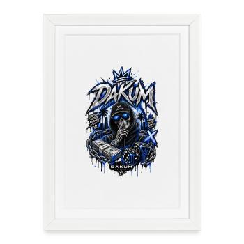 Motif de Crâne DAKUM Streetwear - Affiche encadrée (27 × 37 cm) - blanc - Devant