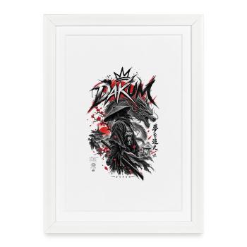 DAKUM Drachenkrieger Samurai - Gerahmtes Poster (27 × 37 cm) - Weiß - Vorne