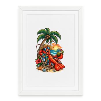 Homard hawaïen sur la plage - Affiche encadrée (27 × 37 cm) - blanc - Devant