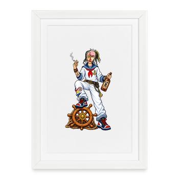 Streetwear de graffiti marin - Affiche encadrée (27 × 37 cm) - blanc - Devant