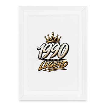 1990 Né : Légende avec couronne - Affiche encadrée (27 × 37 cm) - blanc - Devant