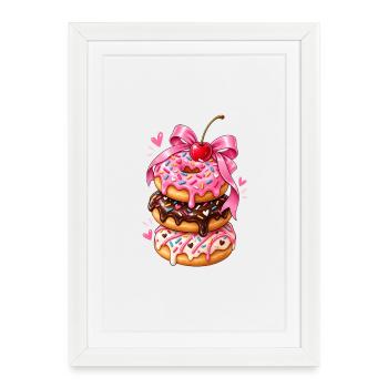 Ruban de pile de beignets Kawaii - Affiche encadrée (27 × 37 cm) - blanc - Devant