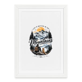 La vie est meilleure à la montagne – Adventur en plein air - Affiche encadrée (27 × 37 cm) - blanc - Devant