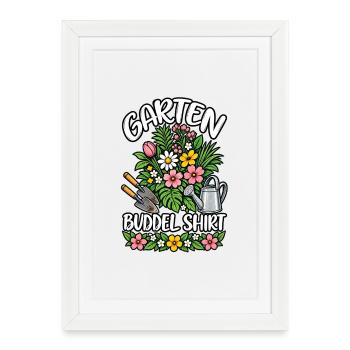 Garden manager digging - Framed poster (27 × 37 cm) - white - Front