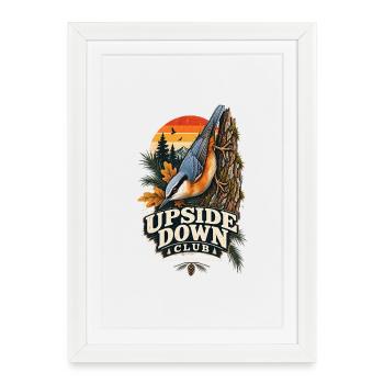 Kleiber Upside Down Club Natur-Badge Vintage  - Gerahmtes Poster (27 × 37 cm) - Weiß - Vorne