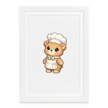 Kochbärchen Chef Illustration - Framed poster (27 × 37 cm) - white - Front