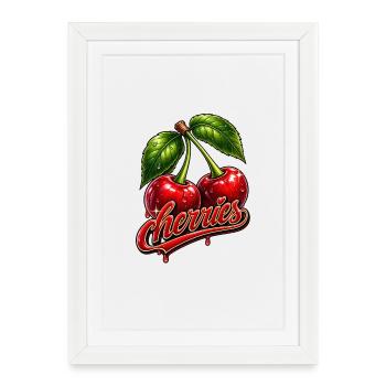 Cherries - Gerahmtes Poster (27 × 37 cm) - Weiß - Vorne