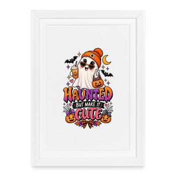 Haunted But Make It Cute Halloween - Framed poster (27 × 37 cm) - white - Front