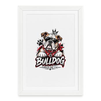 Bulldog Lover Vintage Dog Design - Framed poster (27 × 37 cm) - white - Front