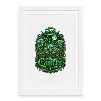 Emerald Cancer Zodiac Crest - Framed poster (27 × 37 cm) - white - Front
