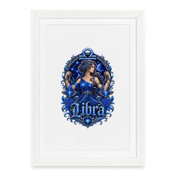 Blaue Waage-Nachtgöttin - Gerahmtes Poster (27 × 37 cm) - Weiß - Vorne